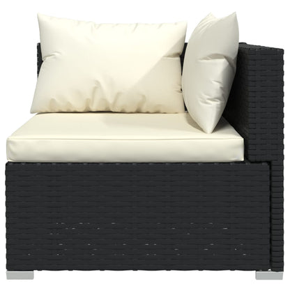 Set Divani da Giardino 7 pz con Cuscini in Polyrattan Nero | homemem39