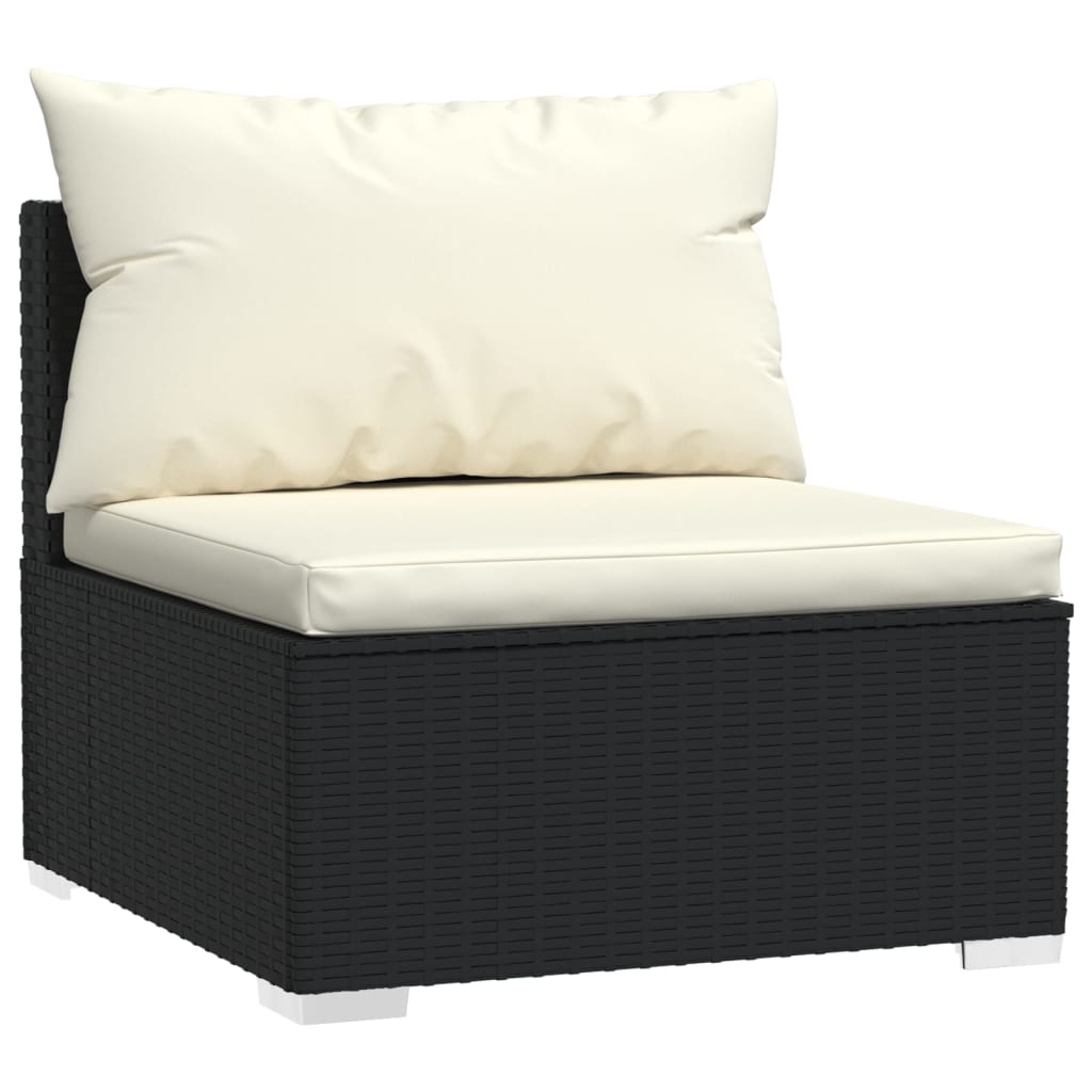Set Divani da Giardino 7 pz con Cuscini in Polyrattan Nero | homemem39