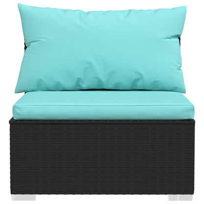 Set Salotto da Giardino 7 pz con Cuscini in Polyrattan Nero | homemem39