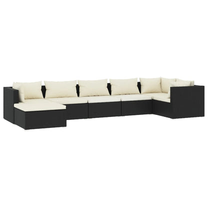 Set Divani da Giardino 7 pz con Cuscini in Polyrattan Nero | homemem39