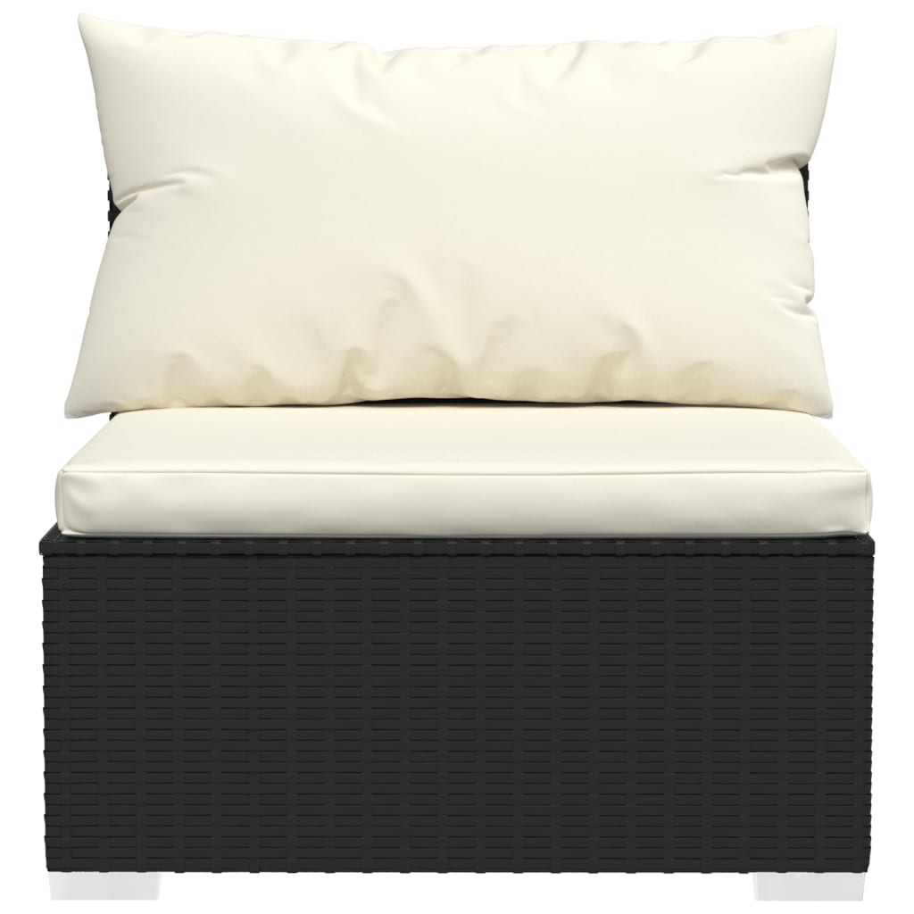 Set Divani da Giardino 7 pz con Cuscini in Polyrattan Nero | homemem39