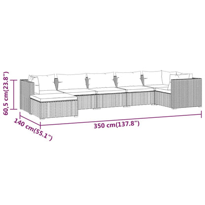 Set Divani da Giardino 7 pz con Cuscini in Polyrattan Marrone | homemem39