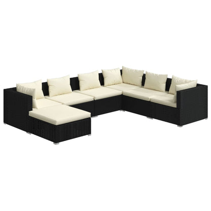 Set Salotto da Giardino 7 pz con Cuscini in Polyrattan Nero | homemem39