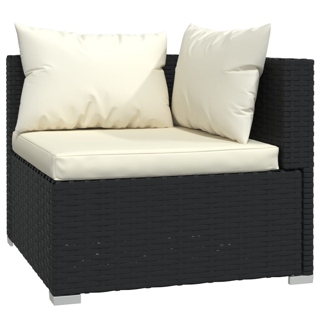 Set Salotto da Giardino 7 pz con Cuscini in Polyrattan Nero | homemem39
