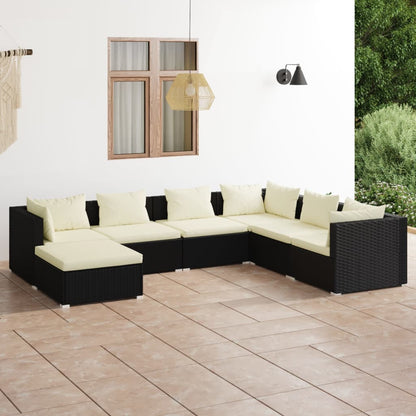 Set Salotto da Giardino 7 pz con Cuscini in Polyrattan Nero | homemem39