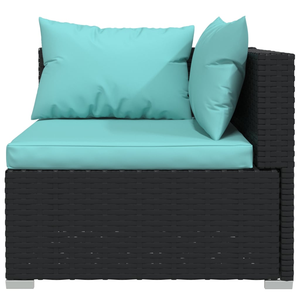 Set Divani da Giardino 8 pz con Cuscini in Polyrattan Nero | homemem39