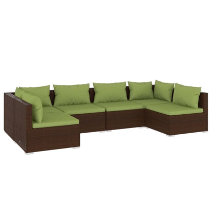 Set Divani da Giardino 6 pz con Cuscini in Polyrattan Marrone | homemem39