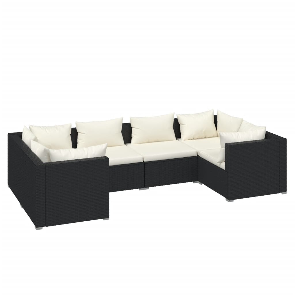Set Mobili da Giardino 6 pz con Cuscini in Polyrattan Nero - homemem39