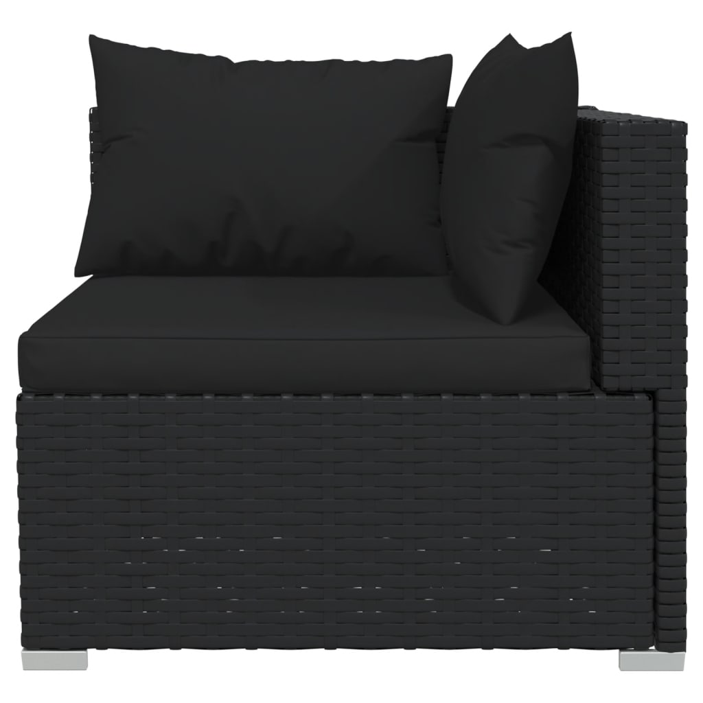 Set Mobili da Giardino 6 pz con Cuscini in Polyrattan Nero - homemem39