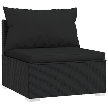 Set Mobili da Giardino 6 pz con Cuscini in Polyrattan Nero - homemem39