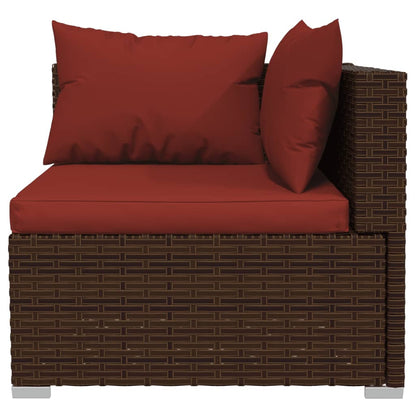 Set Divani da Giardino 6 pz con Cuscini in Polyrattan Marrone | homemem39