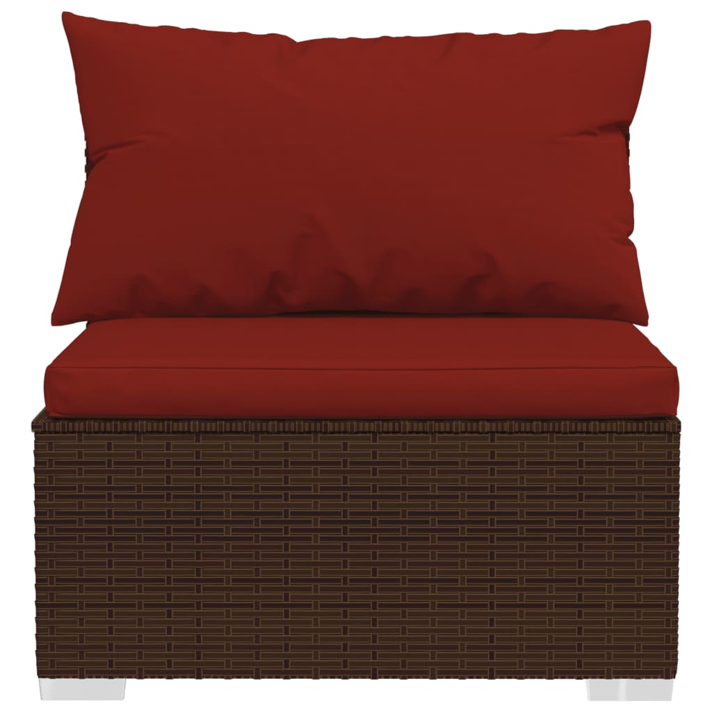 Set Divani da Giardino 6 pz con Cuscini in Polyrattan Marrone | homemem39