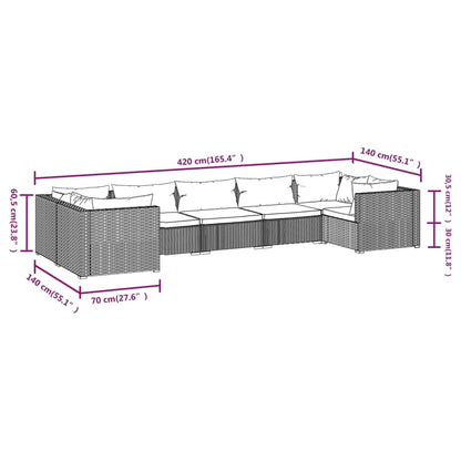 Set Divani da Giardino 7 pz con Cuscini in Polyrattan Marrone | homemem39