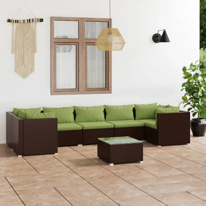 Set Divani da Giardino 8 pz con Cuscini in Polyrattan Marrone | homemem39