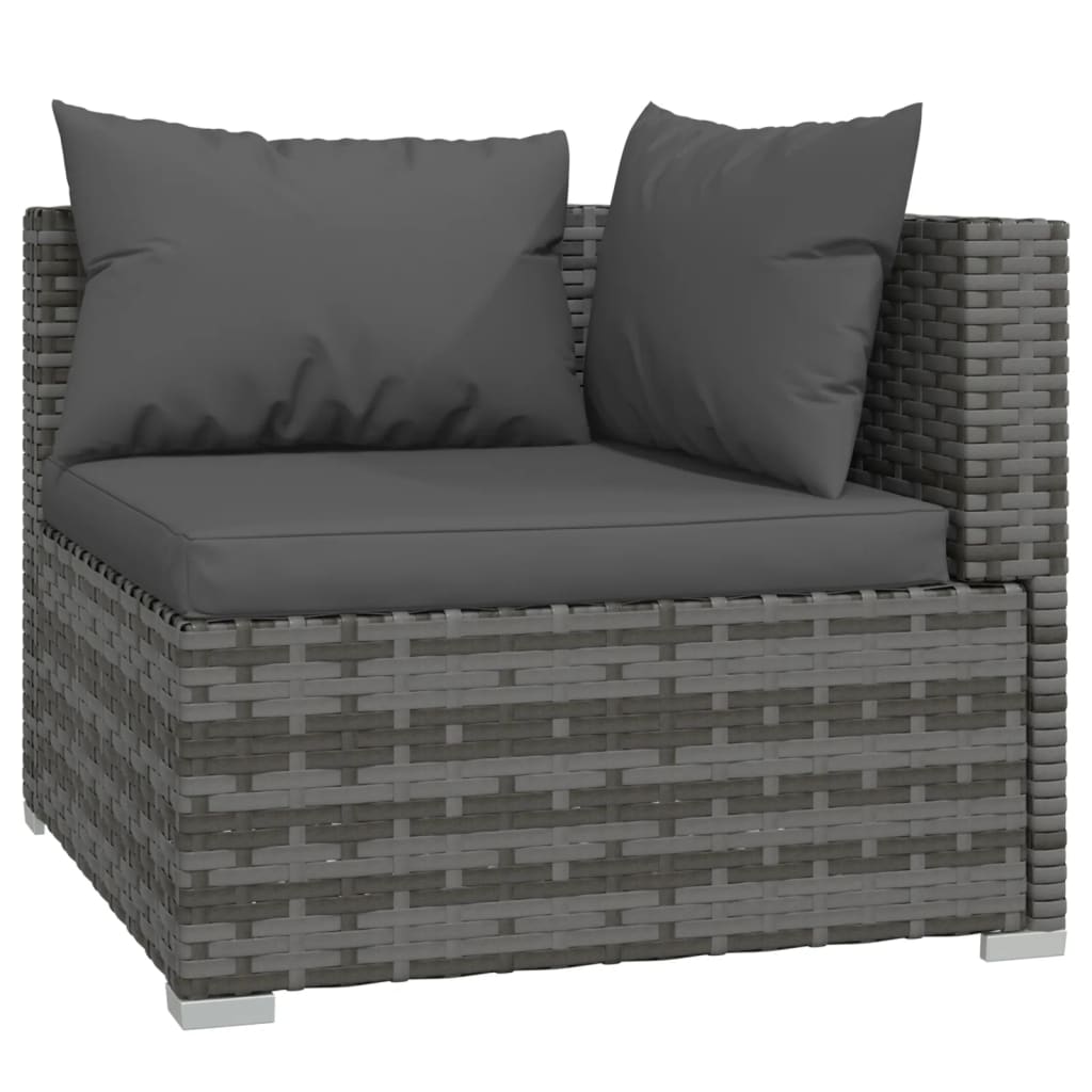 Set Divani da Giardino 10 pz con Cuscini in Polyrattan Grigio | homemem39