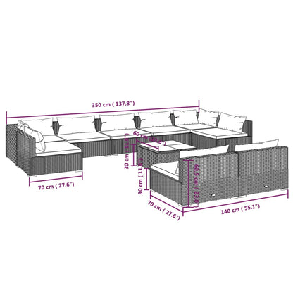 Set Divani da Giardino 10 pz con Cuscini in Polyrattan Marrone | homemem39