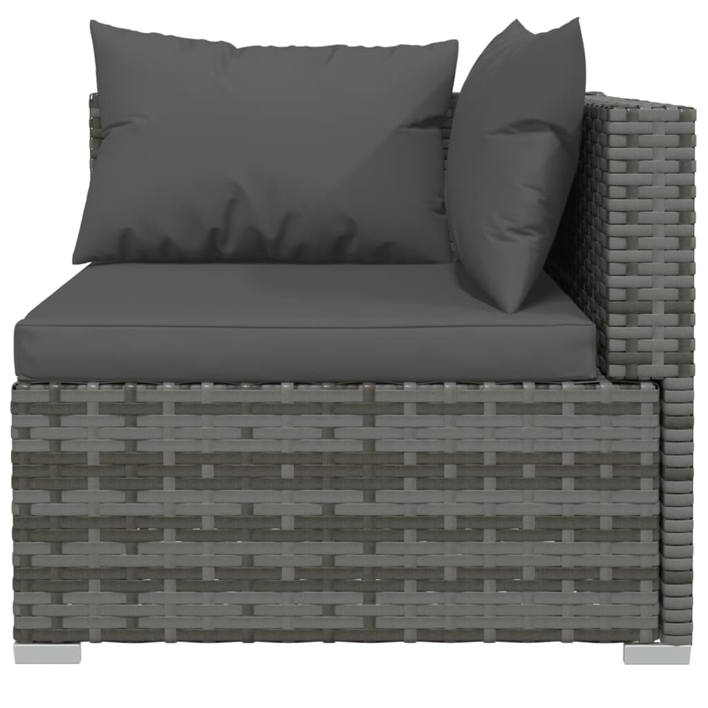 Set Divani da Giardino 10 pz con Cuscini in Polyrattan Grigio | homemem39