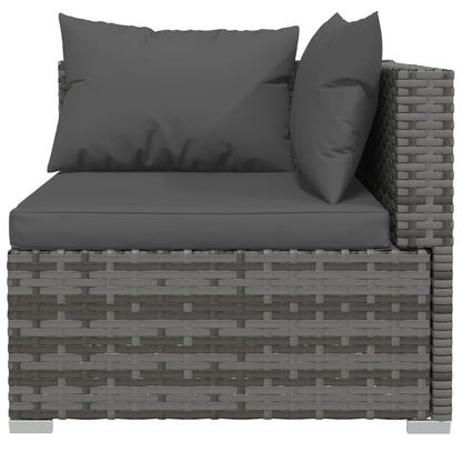 Set Divani da Giardino 10 pz con Cuscini in Polyrattan Grigio | homemem39