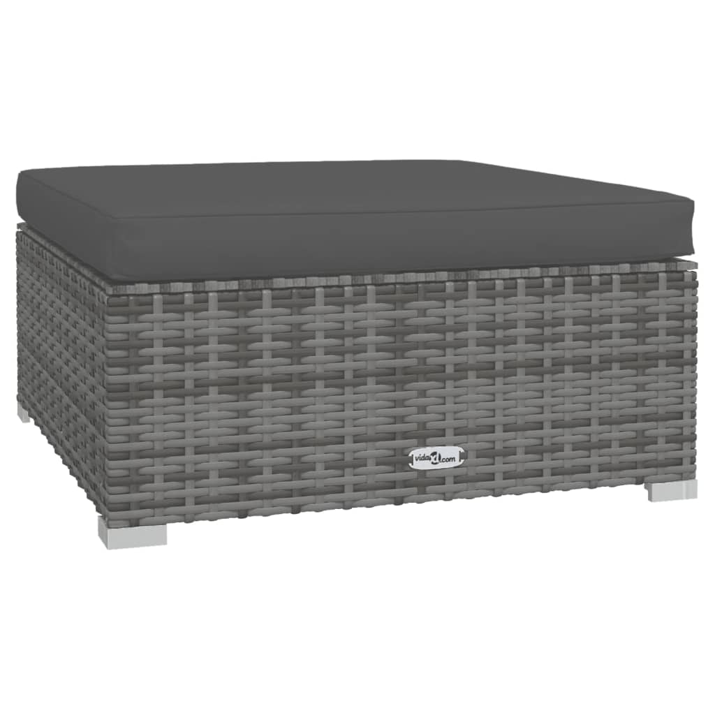Set Divani da Giardino 10 pz con Cuscini in Polyrattan Grigio | homemem39