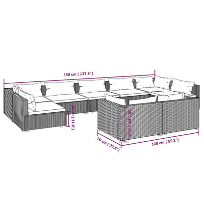 Set Divani da Giardino 9 pz con Cuscini in Polyrattan Marrone | homemem39