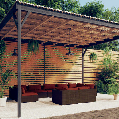 Set Divani da Giardino 9 pz con Cuscini in Polyrattan Marrone | homemem39