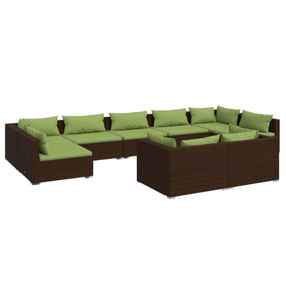 Set Divani da Giardino 9 pz con Cuscini in Polyrattan Marrone | homemem39