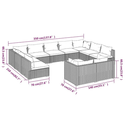 Set Divani da Giardino 11 pz con Cuscini in Polyrattan Marrone | homemem39