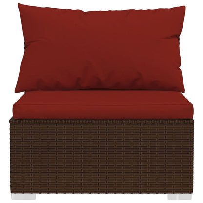 Set Divani da Giardino 4 pz con Cuscini in Polyrattan Marrone | homemem39