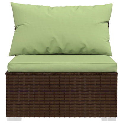 Set Divani da Giardino 5 pz con Cuscini in Polyrattan Marrone | homemem39