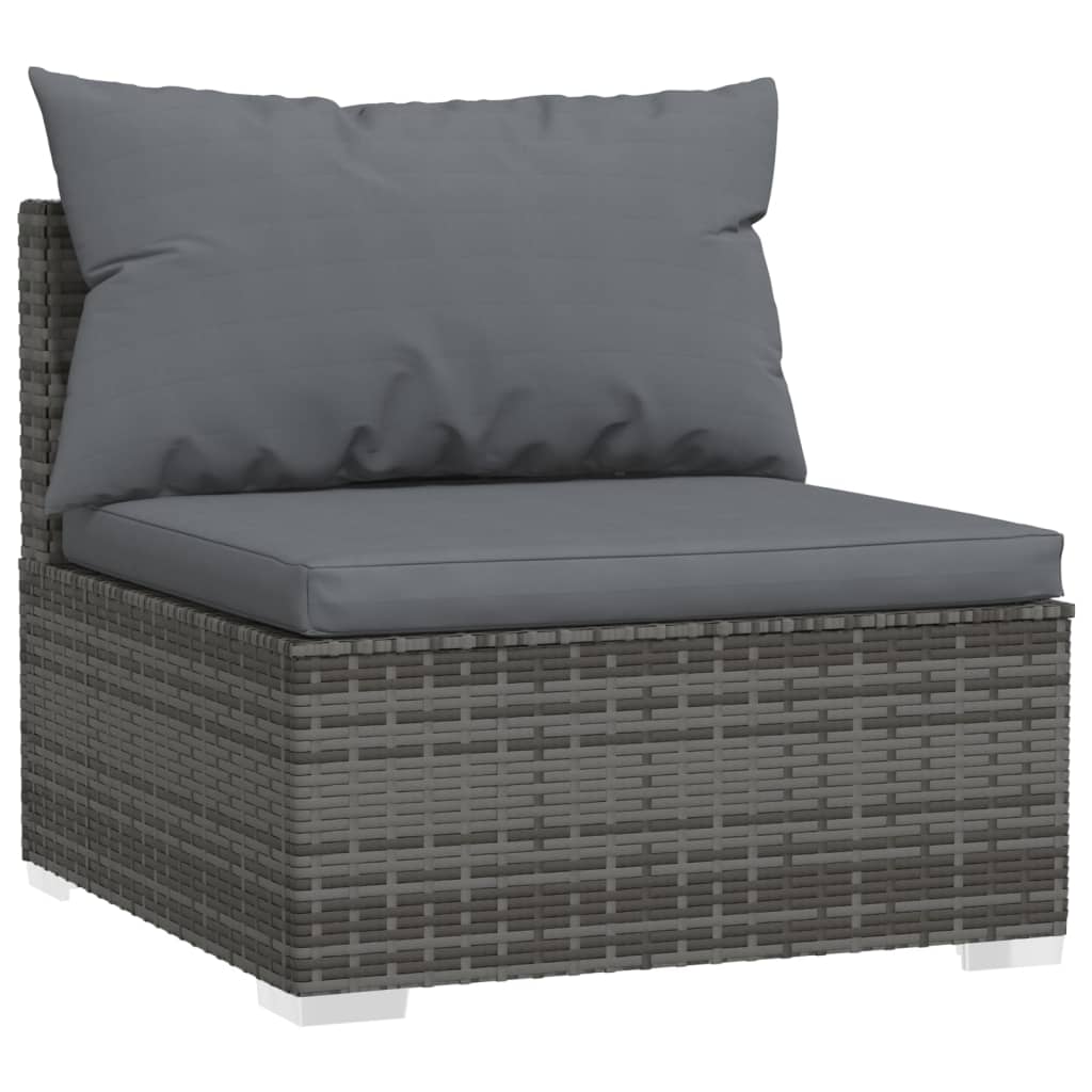 Set Divani da Giardino 5 pz con Cuscini in Polyrattan Grigio | homemem39