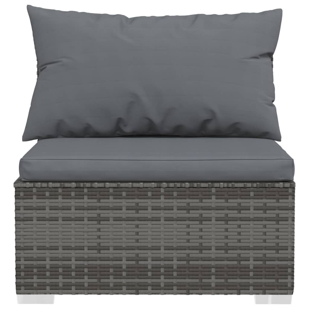 Set Divani da Giardino 5 pz con Cuscini in Polyrattan Grigio | homemem39
