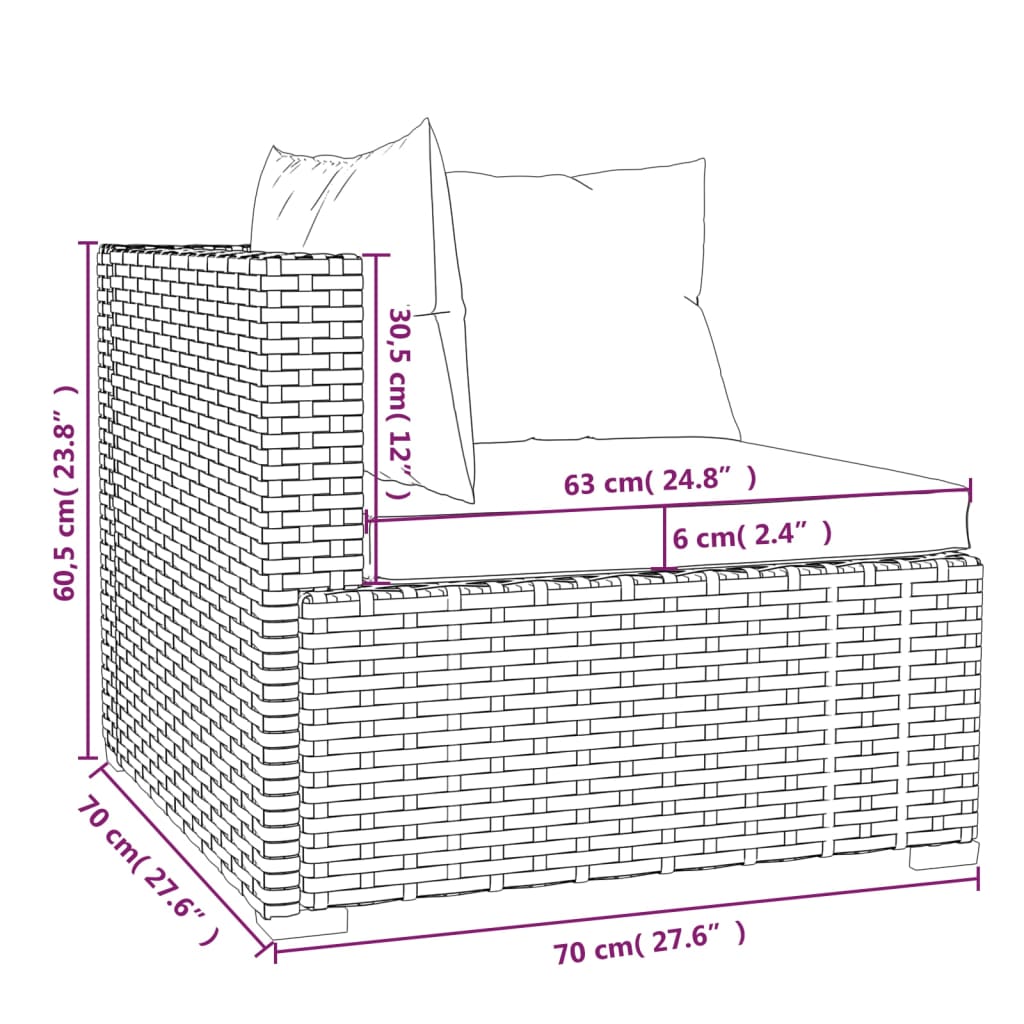 Set Divani da Giardino 5 pz con Cuscini in Polyrattan Grigio | homemem39