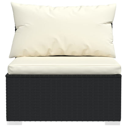 Set Divani da Giardino 6 pz con Cuscini in Polyrattan Nero | homemem39