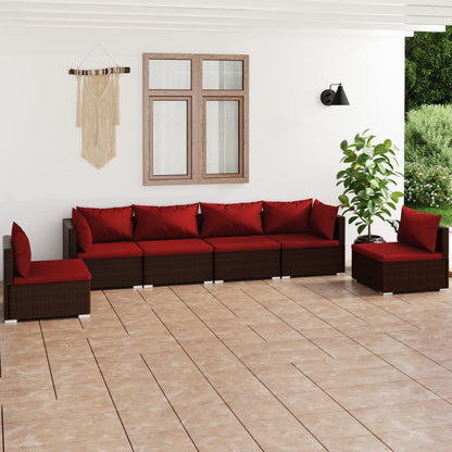 Set Divani da Giardino 6 pz con Cuscini in Polyrattan Marrone | homemem39