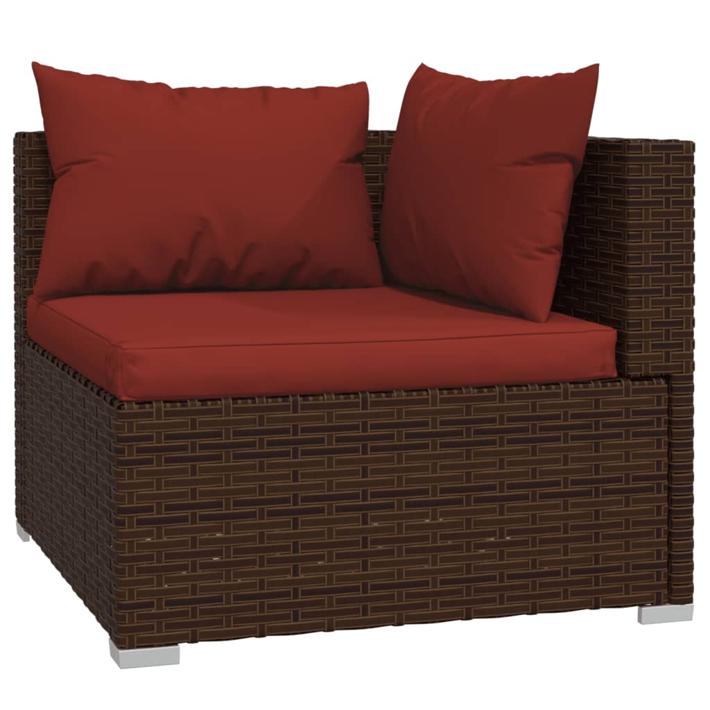 Set Divani da Giardino 7 pz con Cuscini in Polyrattan Marrone | homemem39