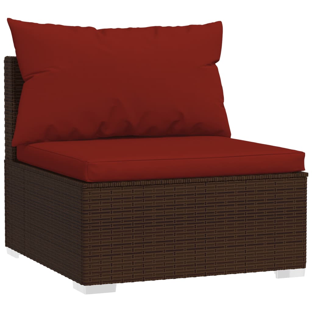 Set Divani da Giardino 7 pz con Cuscini in Polyrattan Marrone | homemem39