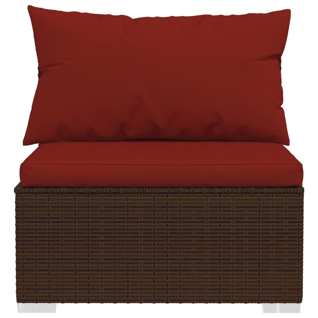 Set Divani da Giardino 9 pz con Cuscini in Polyrattan Marrone | homemem39