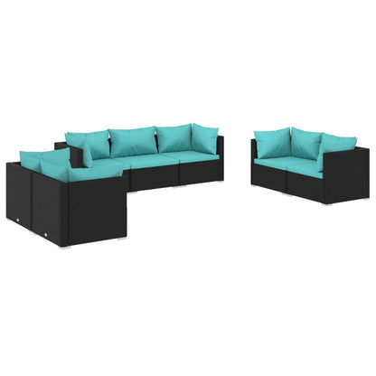Set Divani da Giardino 7 pz con Cuscini in Polyrattan Nero - homemem39