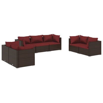 Set Divani da Giardino 7 pz con Cuscini in Polyrattan Marrone | homemem39