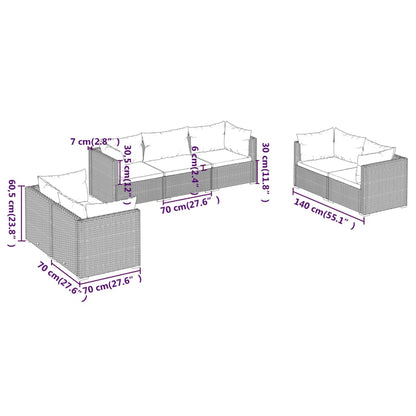 Set Divani da Giardino 7 pz con Cuscini in Polyrattan Marrone | homemem39
