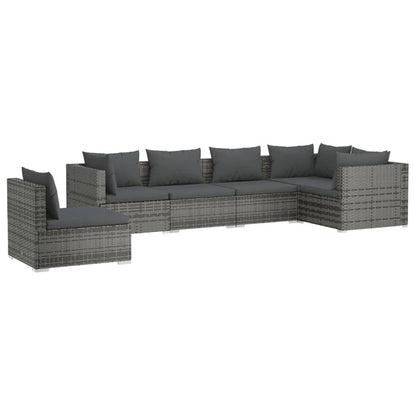 Set Divani da Giardino con Cuscini 6 pz in Polyrattan Grigio | homemem39