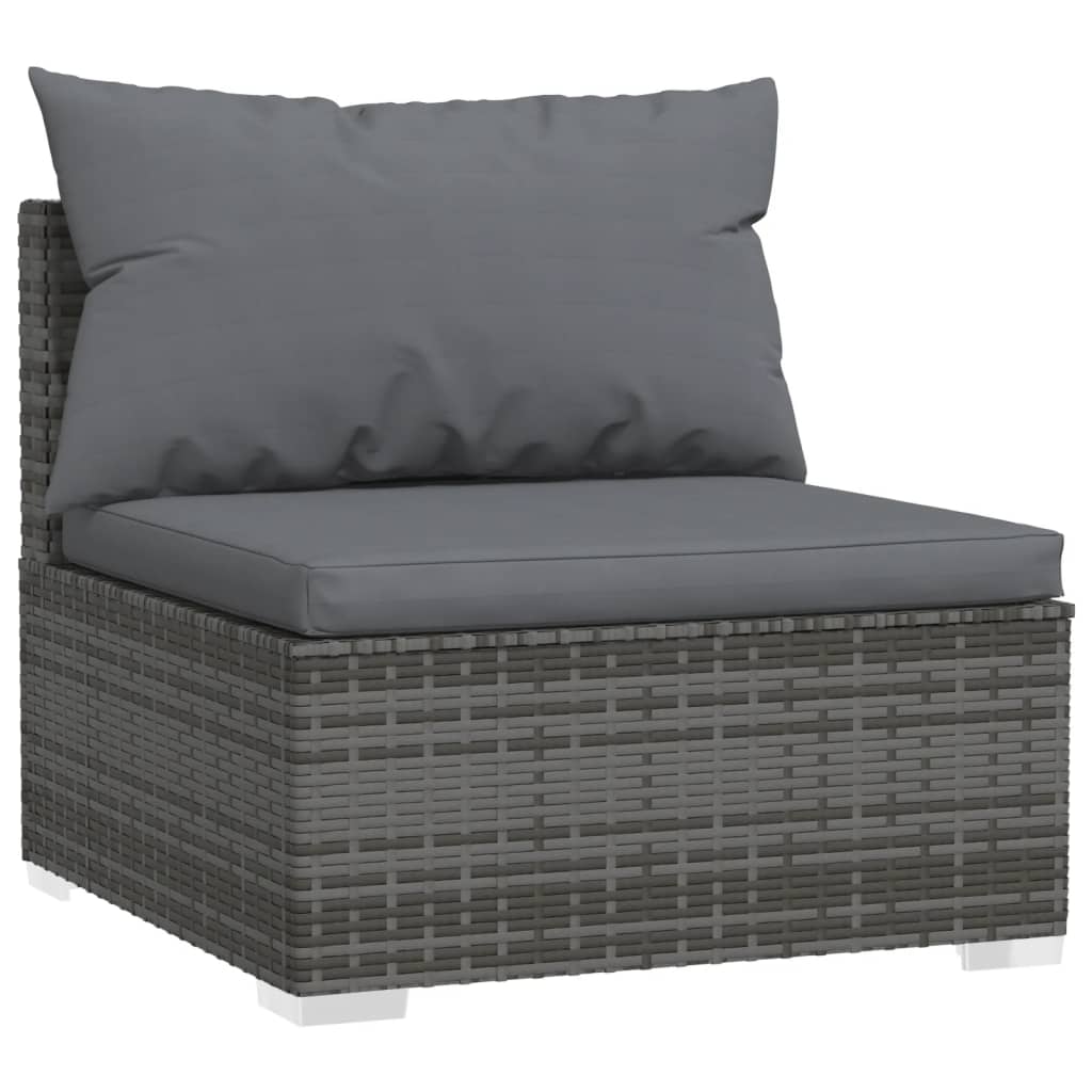 Set Divani da Giardino con Cuscini 6 pz in Polyrattan Grigio | homemem39