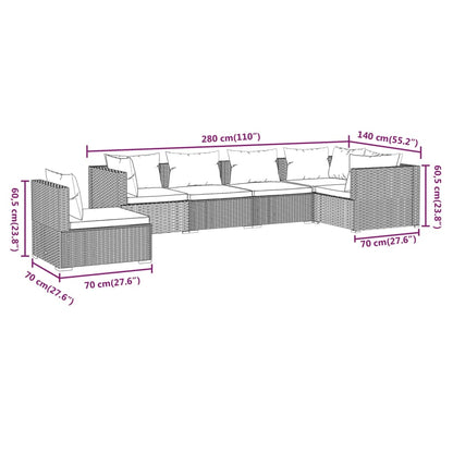 Set Divani da Giardino con Cuscini 6 pz in Polyrattan Grigio | homemem39