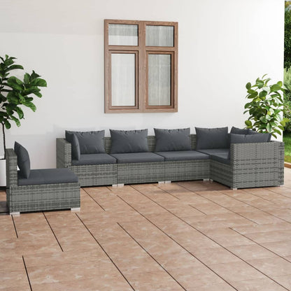 Set Divani da Giardino con Cuscini 6 pz in Polyrattan Grigio | homemem39