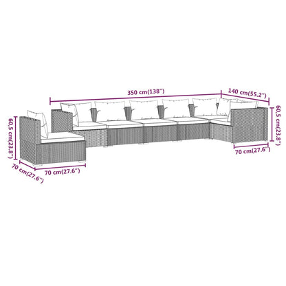 Set Divani da Giardino 7 pz con Cuscini in Polyrattan Marrone | homemem39