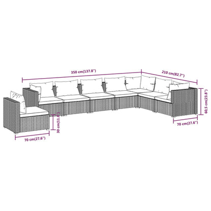 Set Divani da Giardino 8 pz con Cuscini in Polyrattan Marrone | homemem39
