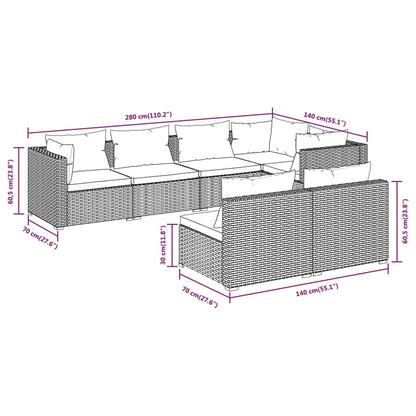 Set Divani da Giardino 7 pz con Cuscini in Polyrattan Marrone | homemem39