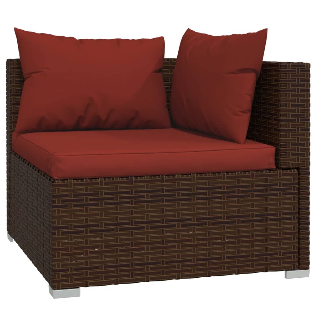 Set Divani da Giardino 9 pz con Cuscini in Polyrattan Marrone | homemem39