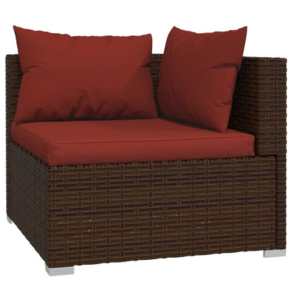 Set Divani da Giardino 9 pz con Cuscini in Polyrattan Marrone | homemem39
