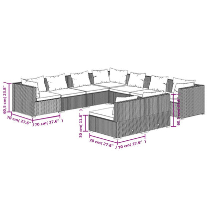 Set Divani da Giardino 9 pz con Cuscini in Polyrattan Marrone | homemem39